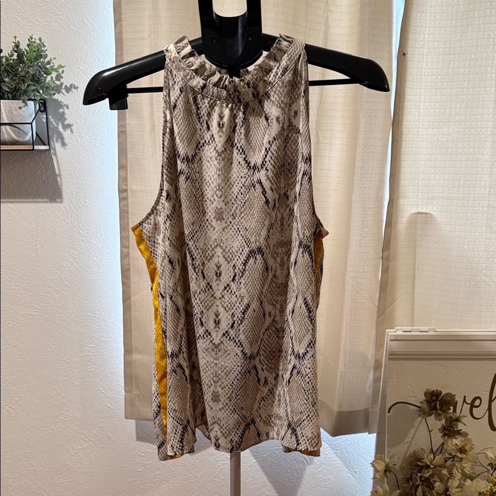Apt. 9 Snake Print Halter Top - Black and Tan